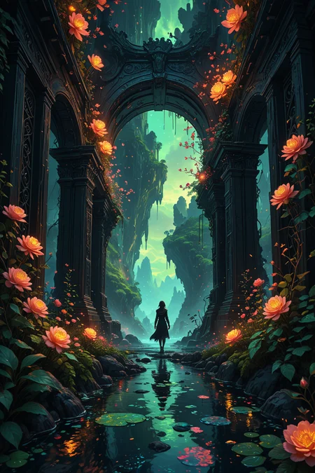 hyperrealistic art ultra-detailed digital painting, cinematic lighting, 8k resolution,
<lora:add-detail-xl:0.7>,
<lora:detailed_notrigger:0.7>,
<lora:Flux-style-xl-lora:0.3> flux-style ,
<lora:IOS_Iridescent_opal_style:0.1>,
<lora:linquivera:0.15> linquivera, liiv1,
<lora:20230829-1693273691112:0.3>
a wanderer in black clothes fluttering in the wind, surreal landscape filled with neon-lit quantum doorways,
each portal reveals a radically different realm
celestial garden with floating islands of glowing roses,
volcanic plains with liquid-gold lava and obsidian crystal forests,
primordial jungle with phosphorescent flora and liquid-metal pools,
intricate details: portals framed by glowing alien glyphs,
dynamic effects: aurora borealis waves,
color palette: realms explode with luminous emerald and gold,
background: multidimensional sky with shattered reality shards and floating light orbs, artstation trending, by james jean and loish, unreal engine 5 render, wide-angle lens, volumetric glow , . extremely high-resolution details, photographic, realism pushed to extreme, fine texture, incredibly lifelike