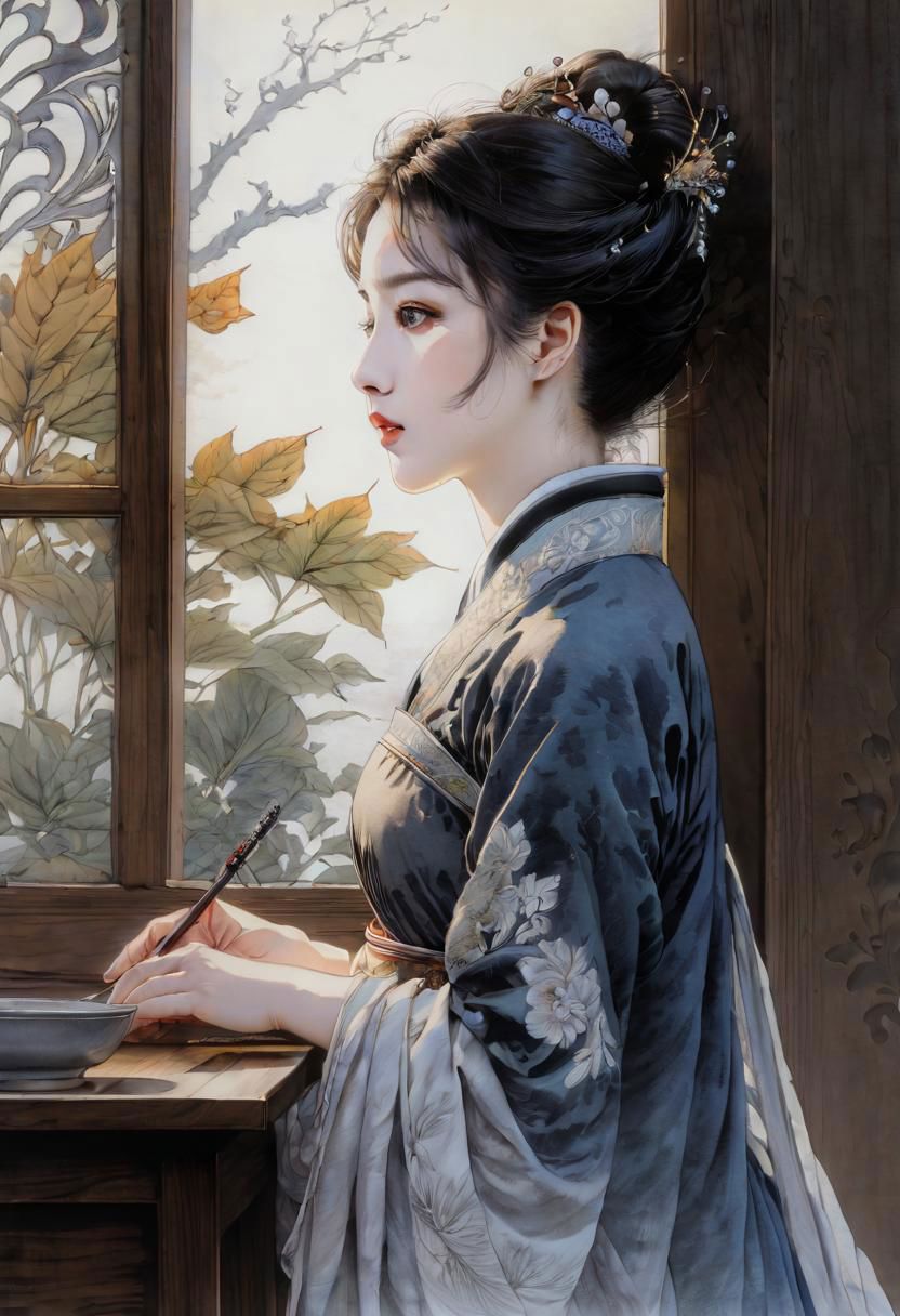 masterpiece, best quality, 8k, HDR, RGB, oil paints, watercolor, ink,
Minimalist ink painting, ghost of a woman at a window, inspired by the approaches of artists such as Takato Yamamoto and Jean-Baptiste Monge, refined contours emphasized by intricate line drawings, with white highlights delicately blending with a harmonious palette of sensual shades, as if encapsulating the figure with hair . rustling in the wind, a clear homage to Tomer Hanukkah's ukiyo-e style, expressive elements that take inspiration from formal art, subtly touching on darker shades.
Bastien Lecouf-Degarme, Carn Griffiths, E. Abramzon, Raphael, Caravaggio,