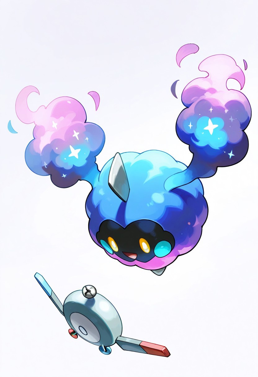 (masterpiece, best quality, high quality, highres), very awa, highres, absurdres,
pokemon, pokemon \(species\), (no humans:1.1), (solo:1.2), full body,
(magnemite:0.7), (rotom:0.7), (Cosmog:0.7),
simple white background,