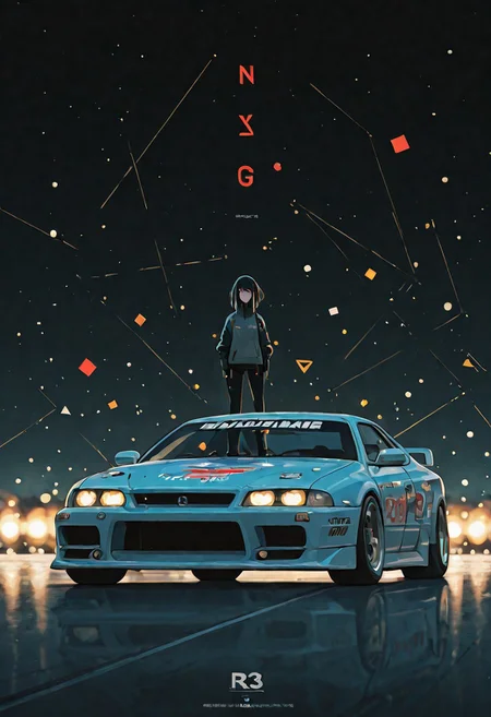 csngs, zh1g4, car, stance (vehicle), spoiler (automobile), sports car, r32gtr, 3m0 Punk G1rl, girl, portrait, makeup, glowing, punk,
1girl,
1999 nissan skyline, r34 gtr,
girl, standing next to a race-car, 8k resolution, highres, high detail, sharp focus, detailed skin, 8k uhd, bokeh, analog photography,
Neon noir masterpiece,best quality,amazing quality, <lora:Nissan_Skyline_R32_GTR:0.7> r32gtr, bayside blue paintjob,
BREAK,
detailed drawing, 0__11Xx_illu, dream theme, S4bit4mago_illu BREAK masterpiece, very aesthetic, absurdres, glitch
BREAK,
space thriller movie poster, masterpiece, best quality, 1girl, (Bauhaus, shapes, lines, abstract:1.1)
