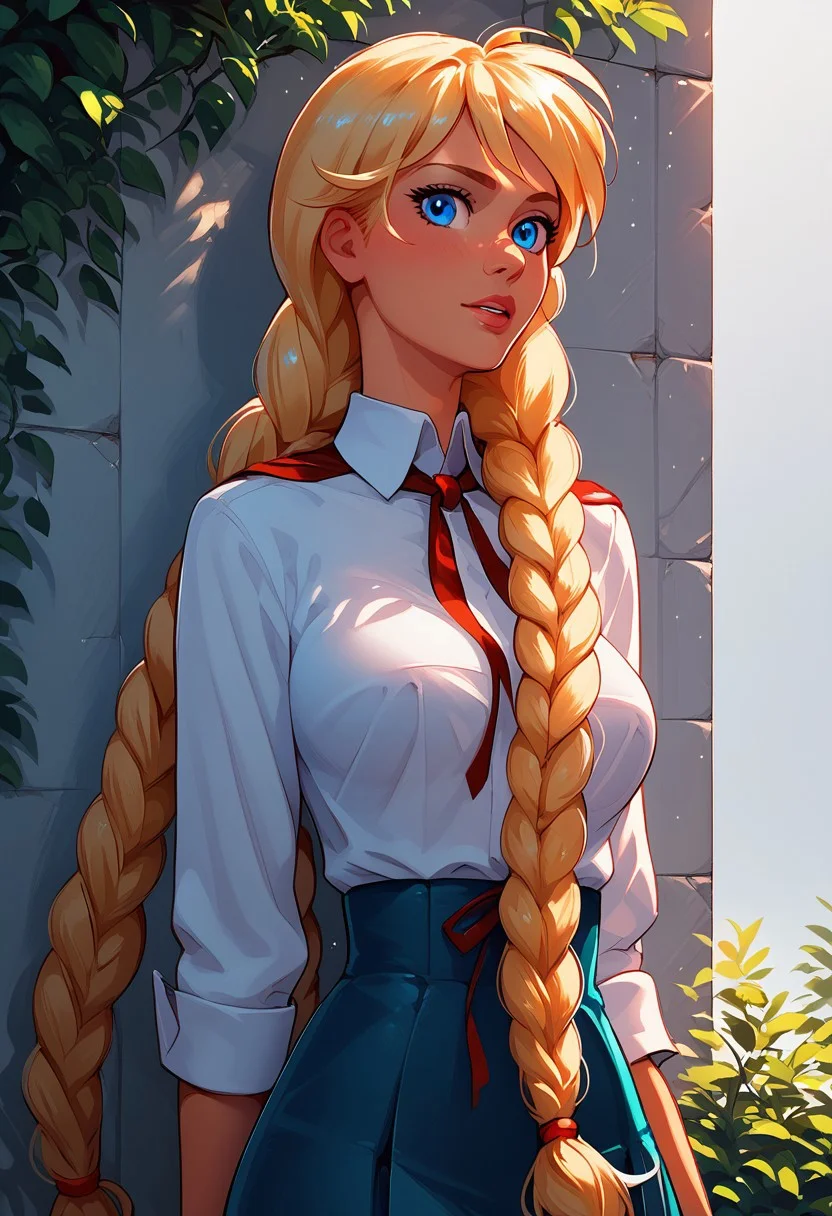score_9, score_8_up, score_7_up, slavya, blonde hair, very long hair, long hair, twin braids, blue eyes, in full growth