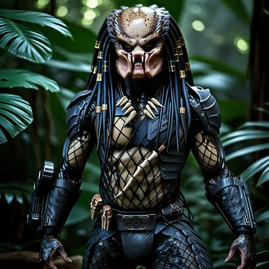Predator1024, full body, hidden in the jungle,  detailed eyes, highly detailed, photography, ultra sharp, film, bokeh, professional, 4k  <lora:add-detail-xl:1.5>   <lora:Predator1024-000280:0.6>