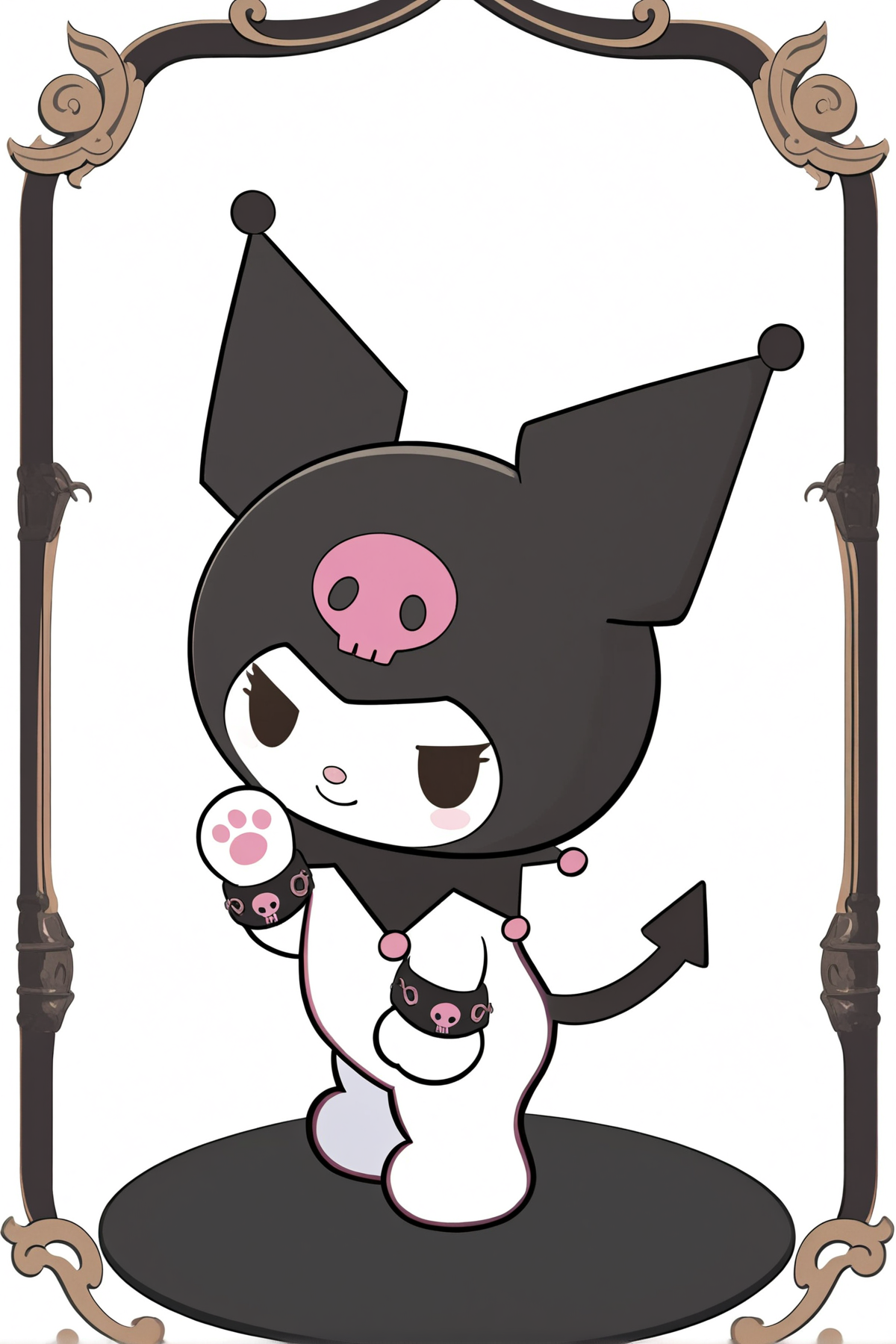 8k, best quality, masterpiece, (ultra-detailed), (high detailed skin), full body, white background, solo, looking at viewer, 
<lora:kuluomi-neta2-Tanger-000014:0.8>, kuluomi cat, default clothes, black cat ears, forehead skull mark, Black head covering, cute anime pet, no humans,