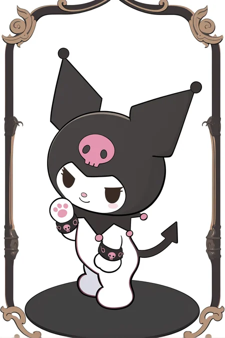 8k, best quality, masterpiece, (ultra-detailed), (high detailed skin), full body, white background, solo, looking at viewer, 
<lora:kuluomi-neta2-Tanger-000014:0.8>, kuluomi cat, default clothes, black cat ears, forehead skull mark, Black head covering, cute anime pet, no humans,