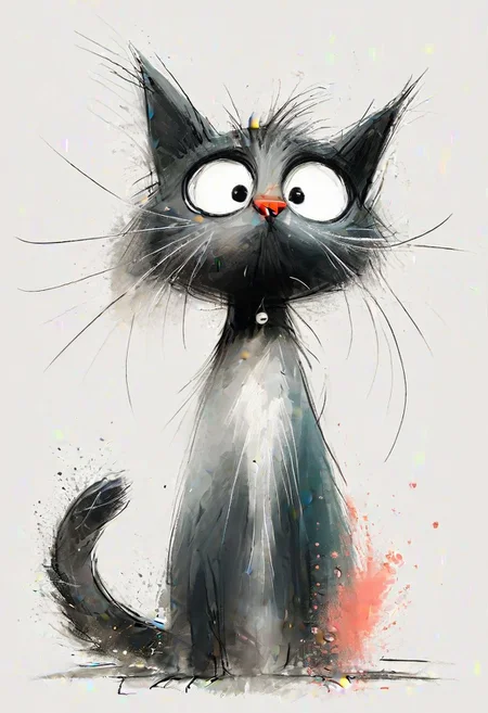 impactful color paint of cute drawing of a Cat in a garden <lora:Cute_Drawing:0.8>, highly detailed, 8k, sharp, professional, clear, high contrast, crystal clear