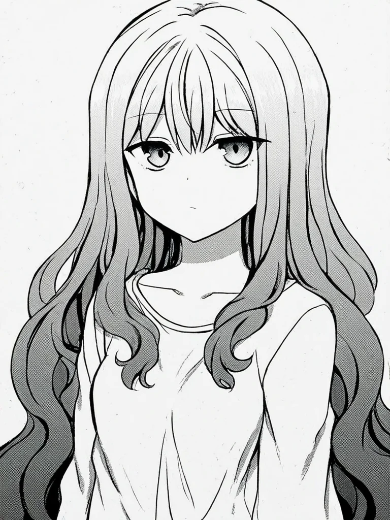 score_9, score_8_up, score_7_up,  
1girl, monochrome, nozaki yuu, very long hair, wavy hair, small breasts,
standing, expressionless, white t-shirt, upper body, looking at viewer, face, white background,