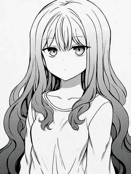 score_9, score_8_up, score_7_up,  
1girl, monochrome, nozaki yuu, very long hair, wavy hair, small breasts,
standing, expressionless, white t-shirt, upper body, looking at viewer, face, white background,