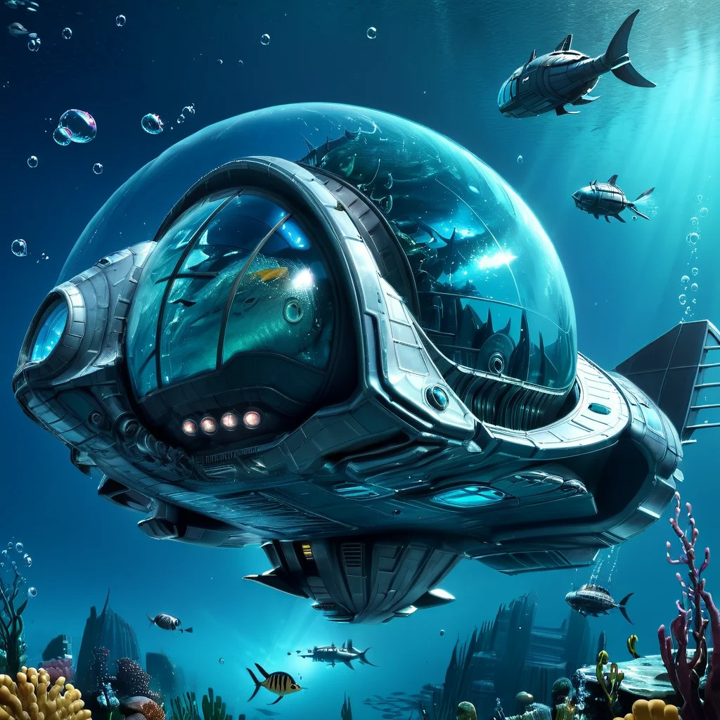 Masterpiece,absurd resolution,8k,high resolution,
AtlantisWorld,
AtlantisWorld,water,no humans,scenery,fish,science fiction,bubble,underwater,air bubble,spacecraft
, <lora:AtlantisWorld_XL:0.8>