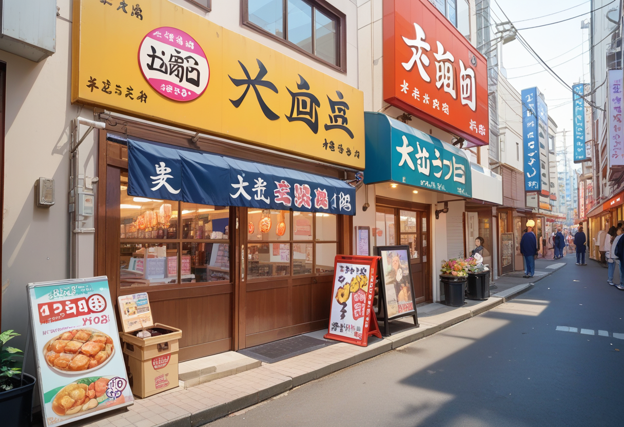 score_9, score_8_up, score_7_up, rating_safe, masterpiece, best quality, absurdres, unity 8k wallpaper, official art, official style, source_anime, game cg, megami magazine,
sakaba, storefront, japan, scenery, sign, outdoors, street, road, shop, window, power lines, building, food, utility pole, city, lamppost, day, sidewalk, door, alley, real world location, neon lights
 <lora:taisyu_sakaba_pony_V1:1>