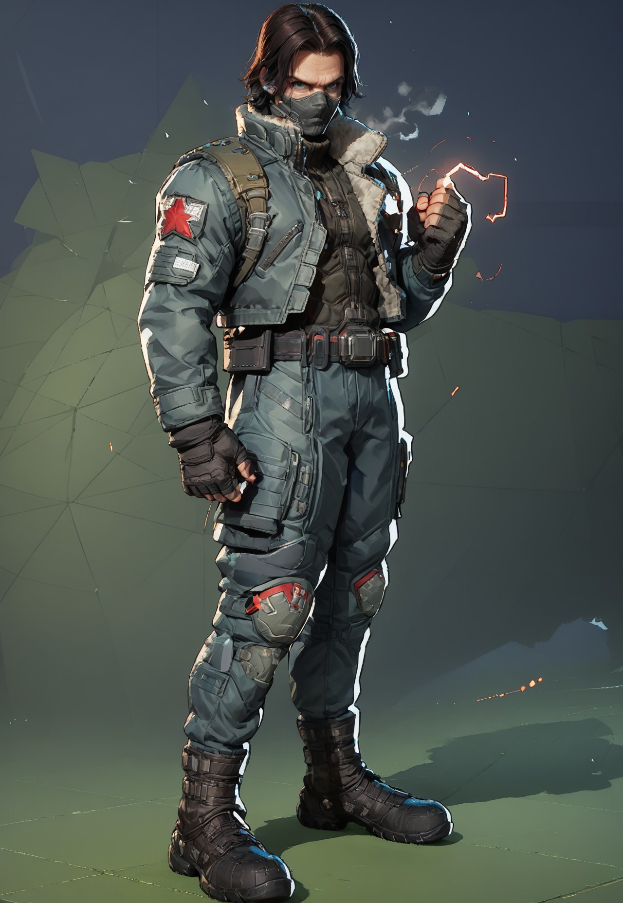 score_9, score_8_up, score_7_up, Winter soldier, static pose, full body view