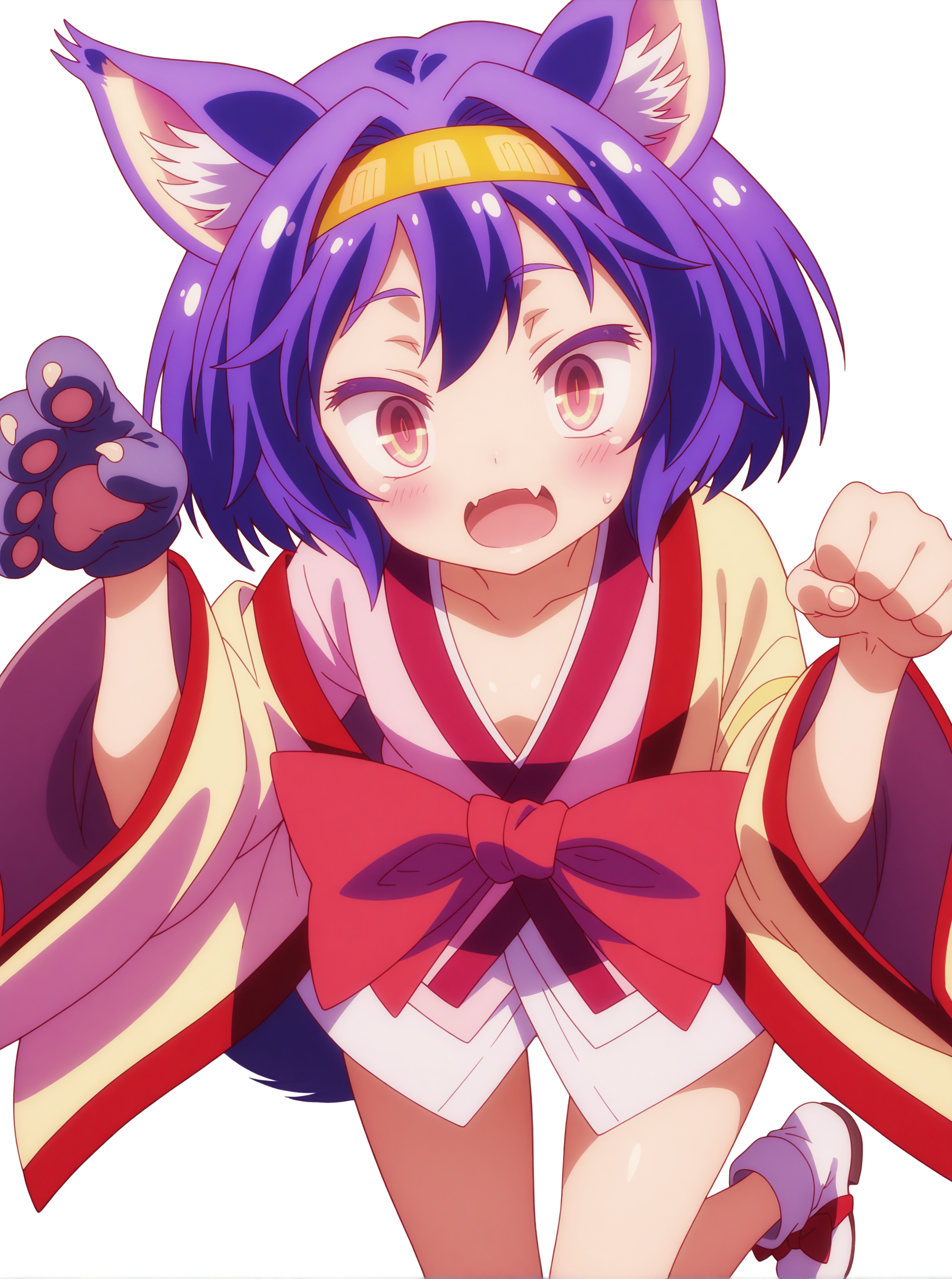 best quality,amazing quality,<lora:izuna:1>,izuna,cat paws,paw pose,kimono,