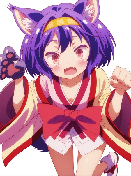 best quality,amazing quality,<lora:izuna:1>,izuna,cat paws,paw pose,kimono,