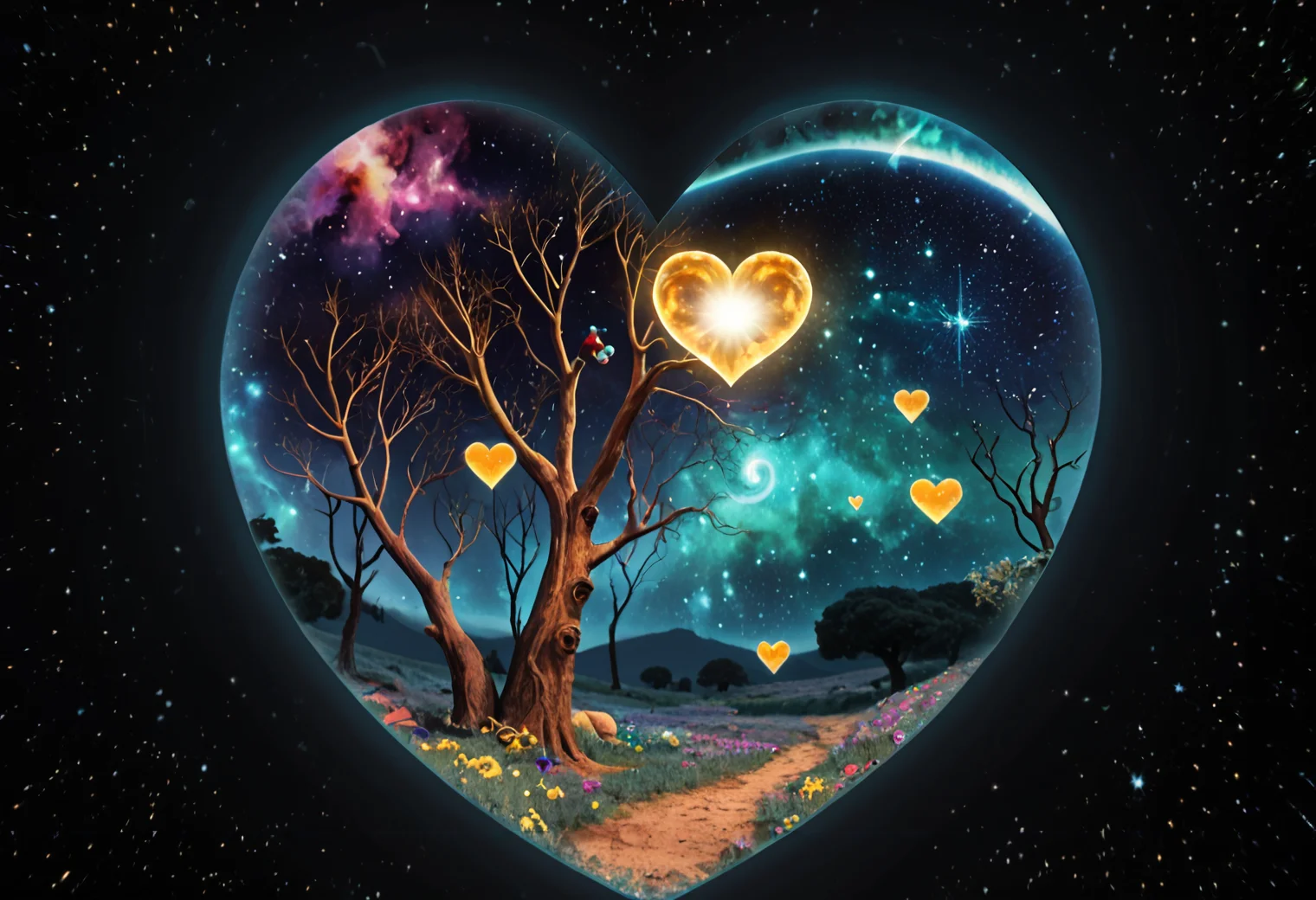 (Nebula Nook), floating asteroid, nebula swirls, glowing orbs, zero-gravity hammock, stellar views, cosmic dust
(romantic cozy setting:1.24), (heart decorations:1.2), fantasy, nature, mystical, serene, seclusion,(Pinhole camera, soft, ethereal, dreamy images, a , sharp point of light, delicate vignetting around the edges),p8 <lora:sdxl\incase_style_v3-1_ponyxl_ilff.safetensors:0.82:0.20>,
<lora:sdxl\cfg_scale_boost.safetensors:0.36:0.15>,
p8,s6