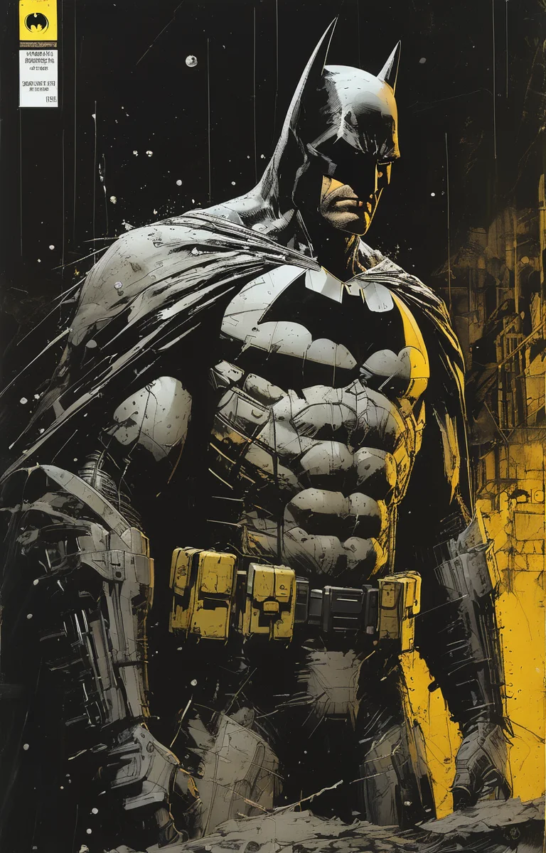 masterpiece,best quality,<lora:tbh236-sdxl:0.8>,illustration,style of Frank Miller,batman portrait of Housework robots