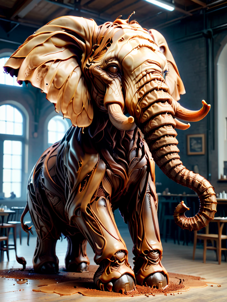cofzee, a very large elephant made out of coffee <lora:cofzee:1>