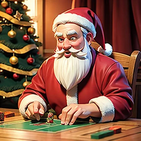 Santa Claus invite everyone to play board games,