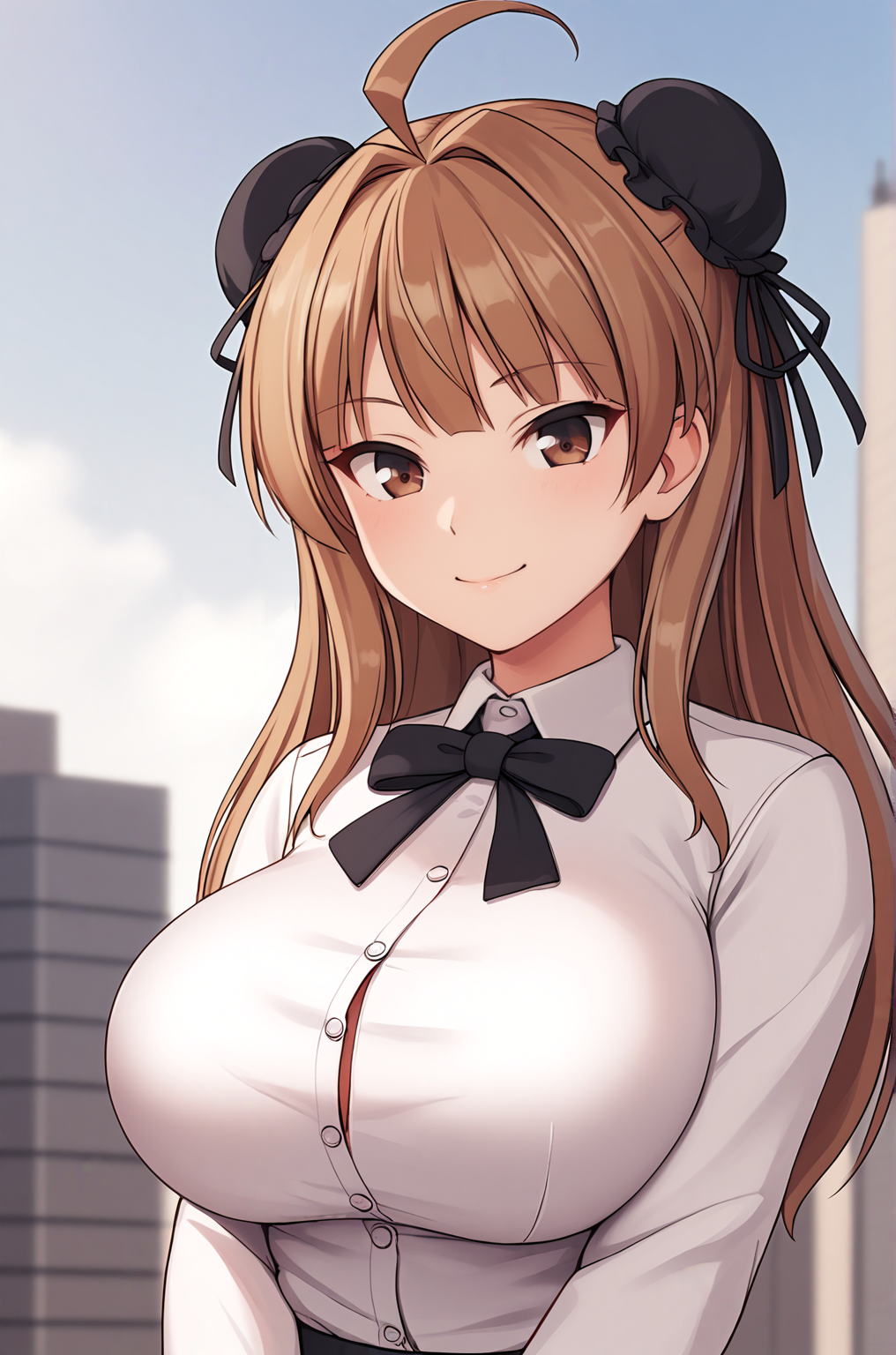 anime artwork, score_9, score_8_up, score_7_up, source_anime, BREAK, thick outline, fat outline,
Renka_XL, brown eyes, long brown hair, ahoge, double bun, bun cover, hair ribbon, large breasts, BREAK, formal business suit, BREAK, city ââintersection,
<lora:Renka_XL:0.7>
<lora:PersonalAmi_PonyXL:1>