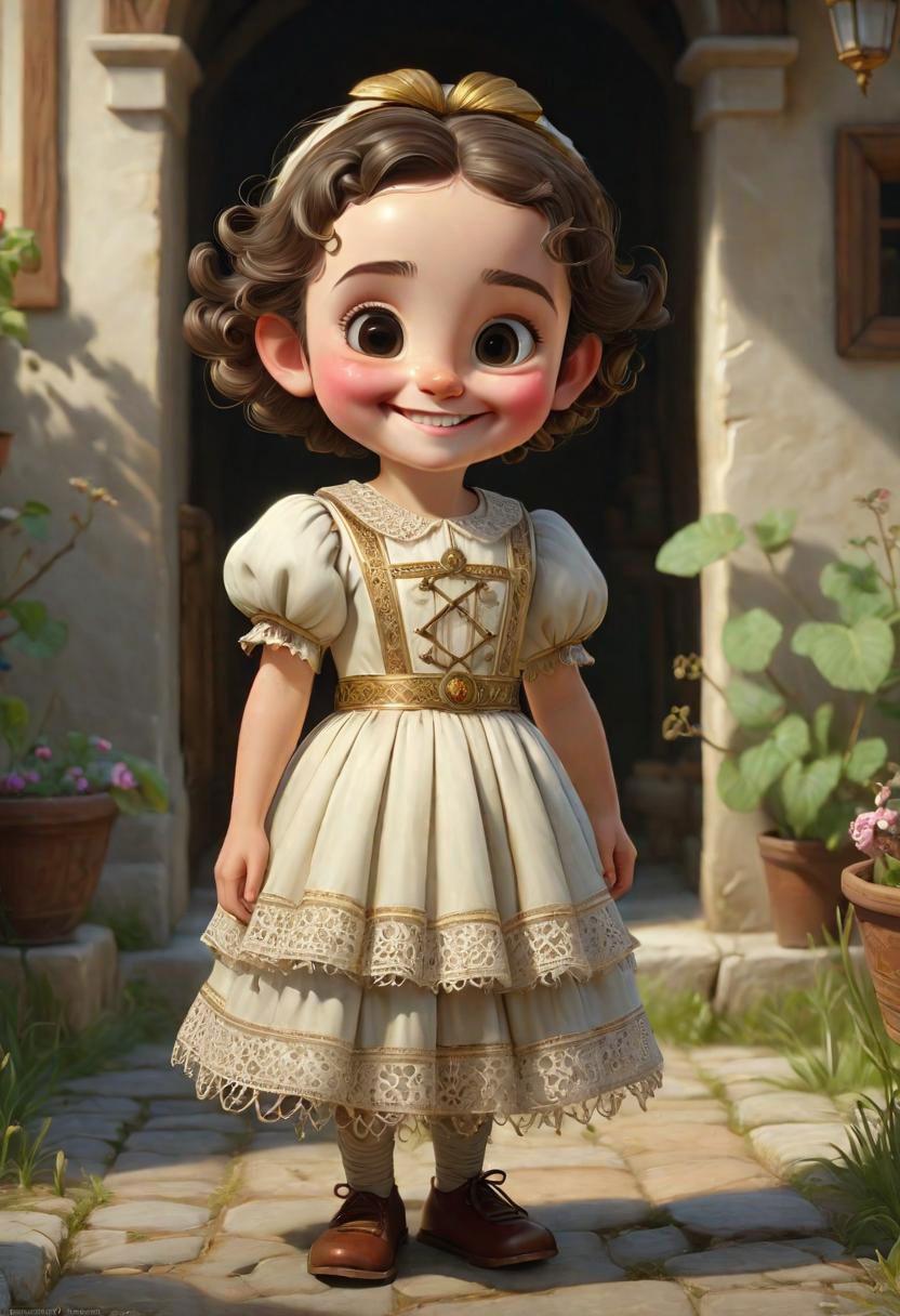 (((masterpiece:1.7))), (((randomly picked cute female child_1.8))), (smiling and happy:1.5),  (full-body shot:2), (randomly picked traditional male costume of Calabria from Arbereshe Community), filigree, 8k, cartoon digital illustration, cute big pixar reflective eyes, unreal engine cinematic smooth, dreamlike, intricate detail, oil on canvas by Mark Ryden, golden ratio, perfect composition, UE5, trending on artstation and cgsociety, soft natural volumetric cinematic perfect light, award-winning photograph, by Anno1313 art style, --chaos