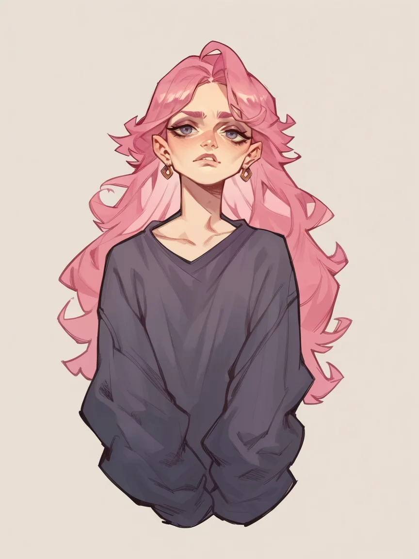 score_9, score_8_up, score_7_up, score_6_up, score_5_up, <lora:jabro_64XLP:1> jabro_64, solo, pink hair, 1girl, curvy, long hair,