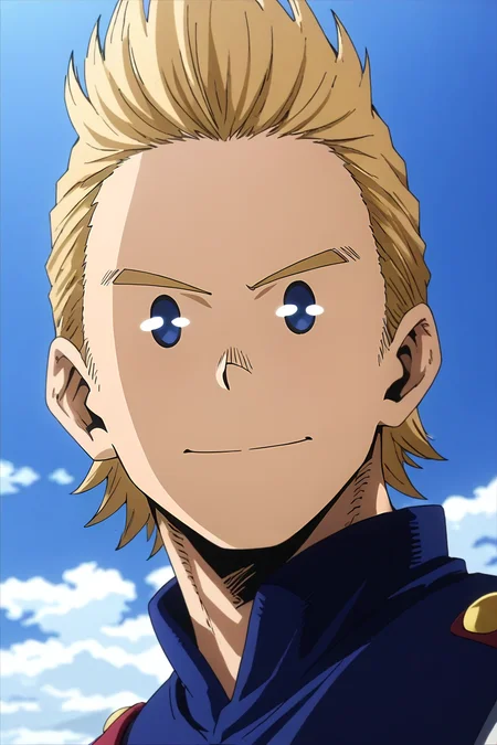 score_9, score_8_up, score_7_up, source_anime, rating_safe, , anime screencap, , , looking at viewer, depth of field, 1boy, solo, male focus, <lora:mirio_toogata_pony:1>, mirio_toogata, blonde hair, blue eyes, short hair, spiked hair, , wide angle, wide shot, full body, field, day, clouds, leaning on object, (closed eyes:1.2), smile, , <lora:sdxl_lightning_8step_lora:1>