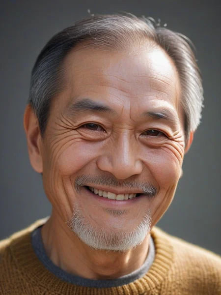 natural portrait, (head pose:1.1), close-up face of mature elderly   1man, grin, lighting style <lora:Natural_Portraits_v1:0.5>,  chinese,  looking to the side, spring sweater, real life insert, beard