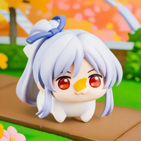 score_9, score_8_up, score_7_up, best quality, source_anime,  1girl, solo, takabe, doro, creature, :3, chibi, no humans,white skin,four legs,all four, solid circle eyes,red eyes, no pupils, smile, park,simple background