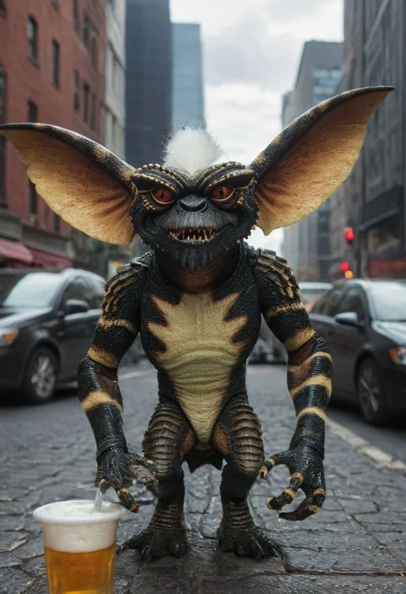 amazing quality, masterpiece, best quality, hyper detailed, ultra detailed, UHD, perfect anatomy, portrait, dof,multitude Gremlins in a street of big city,  hyper-realism, majestic, awesome, inspiring, - (ogremlino, Omultipleo, :1.5),  cinematic composition, soft shadows, national geographic style,