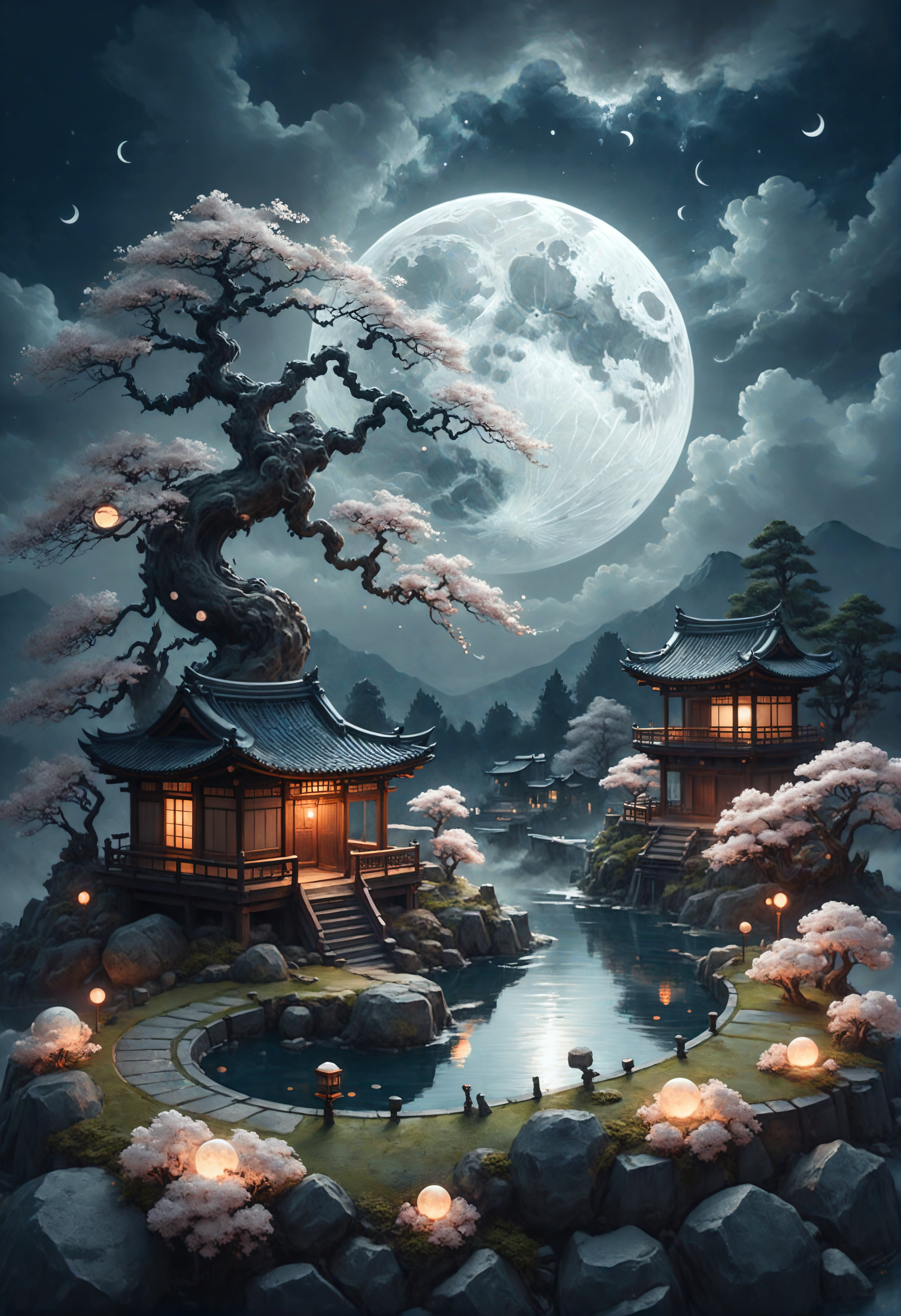 masterpiece, best quality, double exposure, realistic, whimsical, fantastic, splash art, intricate detailed, hyperdetailed, maximalist style, psychedelic, post-apocalyptic, photorealistic, concept art, sharp focus, harmony, serenity, tranquility,
(yin yang symbol), japanese sakura garden, night and day, miniature crescent moon, night sky, surrounding clouds, mysterious glow, perfectly round moon,
ambient occlusion, halation, cozy ambient lighting, dynamic lighting,
<lora:mentixis:0.8> mentixis, metix  <lora:linquivera:0.8> linquivera, liiv1 <lora:Double_Exposure:0.8> double exposure