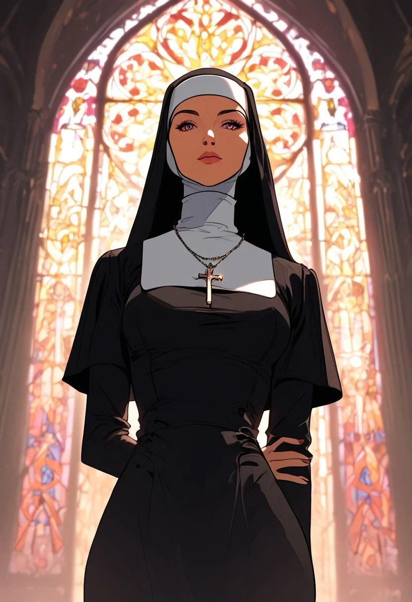masterpiece,best quality, highly detailed, score_9, score_8_up, score_7_up, score_6_up, source_cartoon,
BREAK
1milf, neon nun, (LED-lit breasts), holographic habit
BREAK
confessing to drone priest, from booth, crypto donations, stained glass (advertisements), AI absolution
BREAK
dynamic light, warm_light, vibrant colors warm_colors, soft focus, high contrast, textured surfaces, depth of field, golden hour lighting, dramatic shadows, rich details, nature-inspired color palette, playful composition.
,dynamic angle,dynamic light,background,