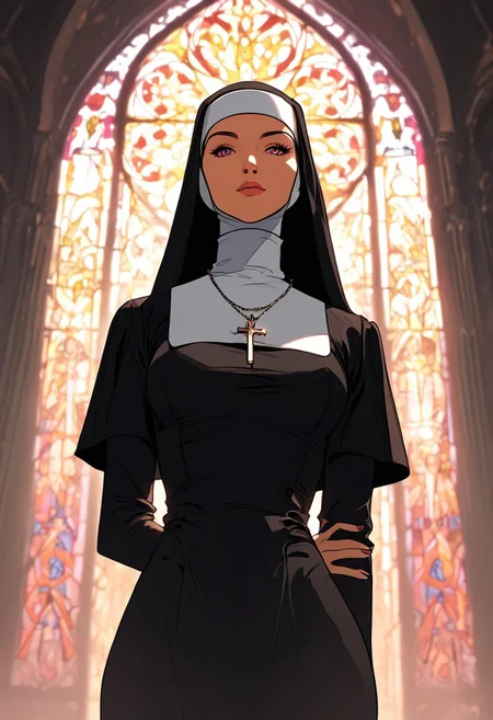 masterpiece,best quality, highly detailed, score_9, score_8_up, score_7_up, score_6_up, source_cartoon,
BREAK
1milf, neon nun, (LED-lit breasts), holographic habit
BREAK
confessing to drone priest, from booth, crypto donations, stained glass (advertisements), AI absolution
BREAK
dynamic light, warm_light, vibrant colors warm_colors, soft focus, high contrast, textured surfaces, depth of field, golden hour lighting, dramatic shadows, rich details, nature-inspired color palette, playful composition.
,dynamic angle,dynamic light,background,