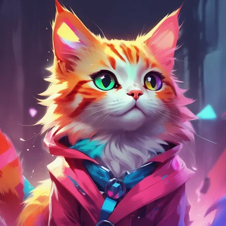 vtuber, portrait of cute colorfull cat, <lora:Andreas_Rocha-000007:0.75>  Painted By Andreas Rocha