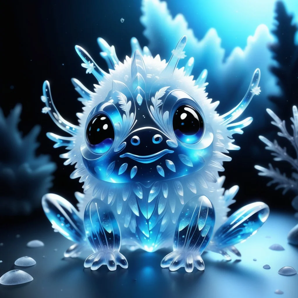 a cute creature made out of Jed-Blmicry, <lora:BioIceCrystalStyle-000006:0.7>, masterpiece, full of details,