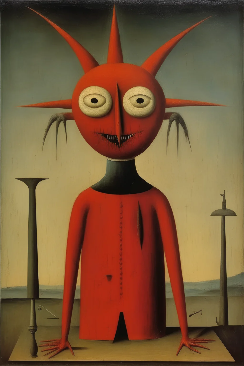 <lora:Victor Brauner Style:1>Victor Brauner Style - the anthropomorphic personification of pain