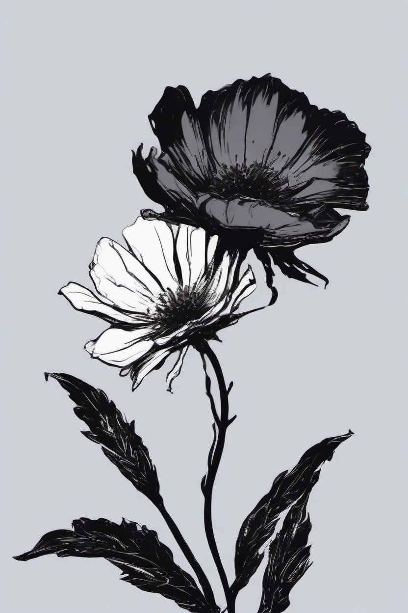 <lora:PE_HighContrastStyleV1:0.8> PEHighContrast,Simple Background, high Contrast, Illustration,Black and White,
(a single withering flower)