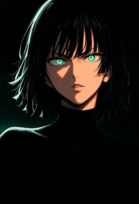 1girl, fubuki from one punch man, solo, dark, masterpiece, best quality, very aesthetic, underlighting