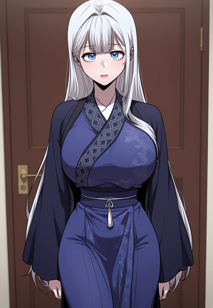 zPDXL3, score_9_up, score_8_up, score_7_up, (Anime_source),Masterpiece,(perfect female body:1.2), small waist, (incredibly detailed:1.4), beautiful fingers, (large breasts:1.2) looking at viewer, big breasts, looking at viewer, <lora:Namgoong_Bi-Ah_-_Childhood_Friend_of_the_Zenith-Kaleid_Illustrious:1> namgoongbi-ah, 1girl, white hair, long hair, blue eyes, chinese clothes, standing,