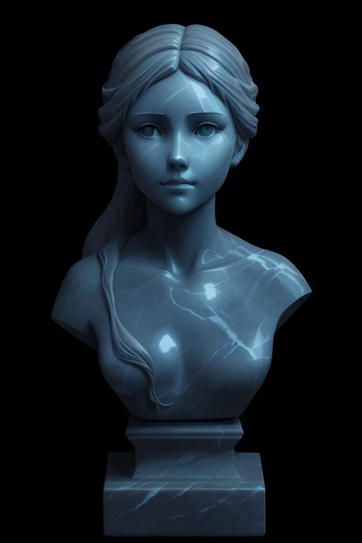 girl in a cave, [anime lineart:0.4], marble portrait bust