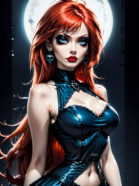 score_9, score_8_up, score_7_up, source_photo, realistic, 
 <lora:WinxAndTrixPony:0.8>,winxtrix,
,bloom,, 1girl, breasts, solo, earrings, gothic jewelry, long hair,red hair,blue eyes, clothing cutout,gothic  dress, red lips, navel
<lora:Ghotic_haunted_world:0.6>