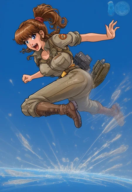 happy girl, ((random_combat_action_pose)), (4K4BUR5TYL3)
