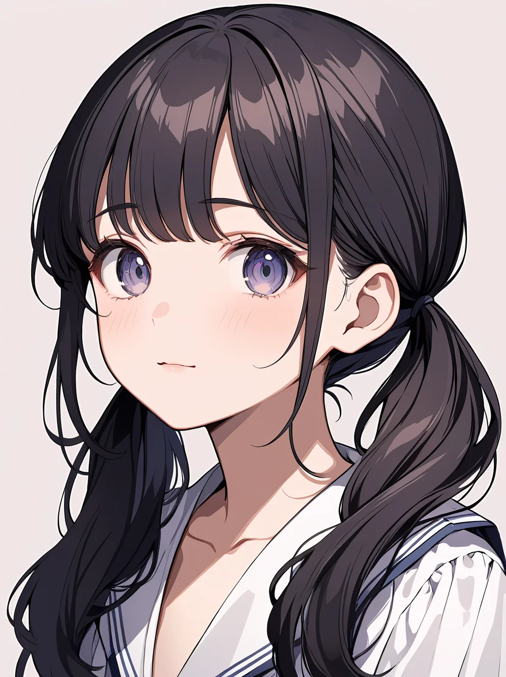 masterpiece,ultra-detailed,best quality,8K,illustration,cute face,clean skin ,shiny hair,girl,ultra-detailed-eyes,simple background, <lora:add-detail-xl:1> <lora:osage_XL_V1.0:1> osage, low twintails