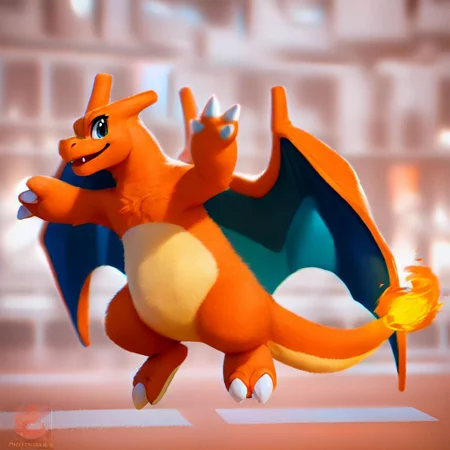 score_9, score_8_up, score_7_up, pikaole no humans animal focus, (Charizard:1.05), fur, full body solo blurry background, cute rating_safe source_furry, (dynamic pose:0.5), pikaole, source_photorealistic