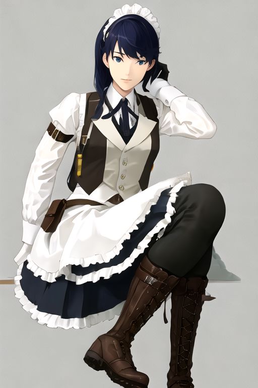 solo, 1girl, solo_focus, (((masterpiece))), ((best quality)), ((ultra-detailed)), ((too_many)):16, high resolution, absurdres, highres, ultra-detailed 8k unity wallpaper, 
kikunop3, maid headdress, vest, shirt, gloves, pants, boots, holster