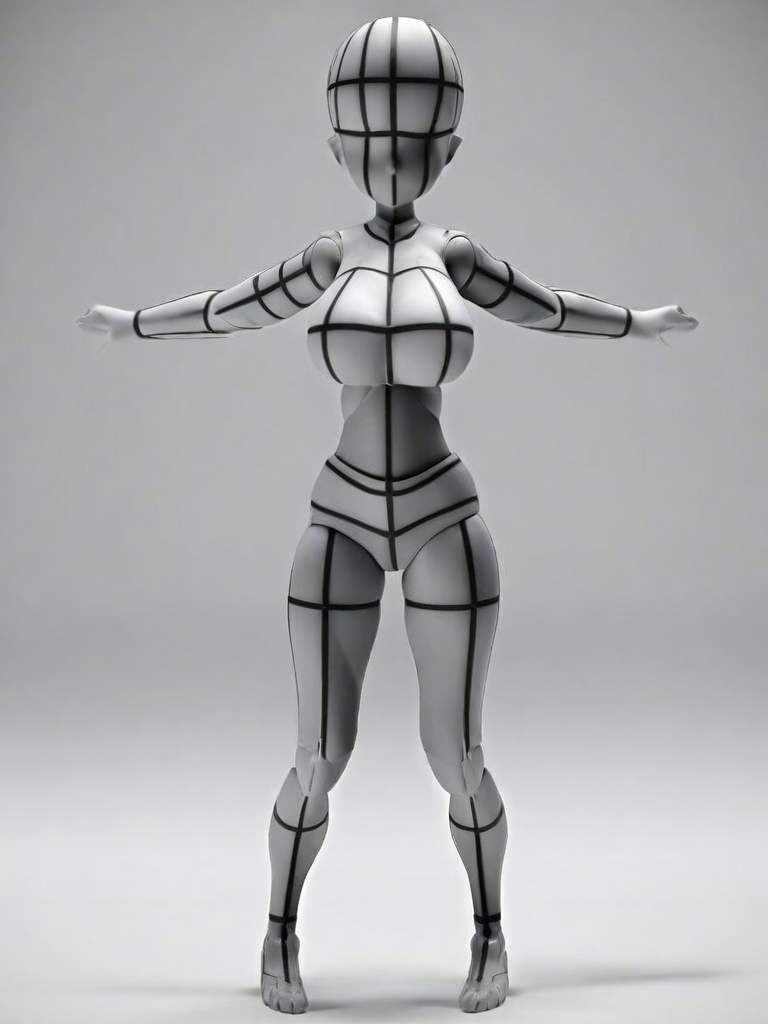 score_9,score_8_up,score_7_up, source_anime,
bodychan, 3d, grey skin, wireframe, faceless, bald, 1girl, solo, breasts, large breasts, standing, simple background, white background, medium breasts, monochrome, full body, greyscale, colored skin (t-pose:1.6), joints