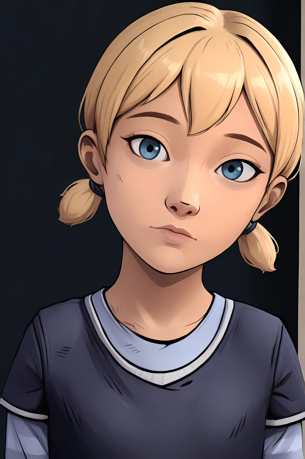 masterpiece, best quality, absurdres,
1girl, light skin, blue eyes, blonde hair, short hair, pigtails, looking at viewer, head tilt, cute,
<lora:ClementineS2ILf:0.8> cl3ilf,
