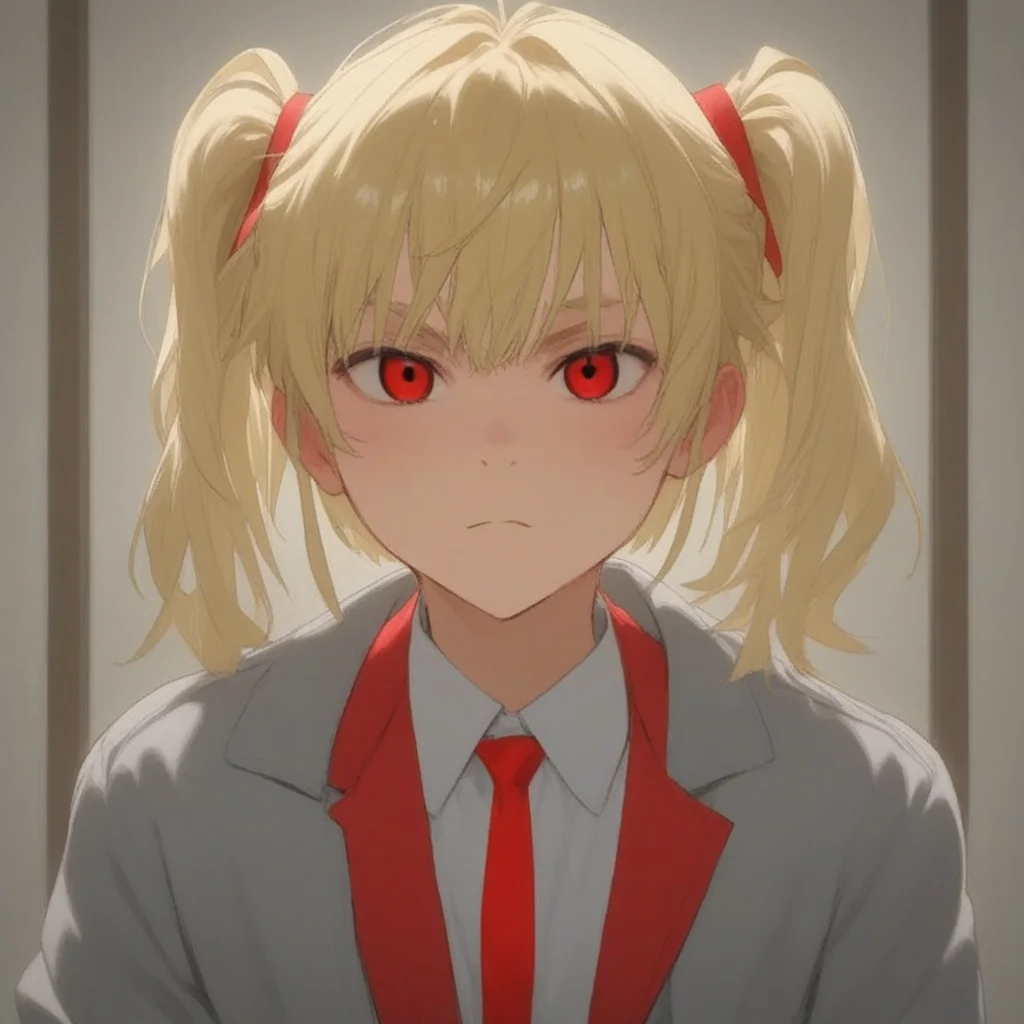 (character prompts: blonde hair, red ribbons, striped socks , red and white socks, red shoes, grey eyes, red jacket))