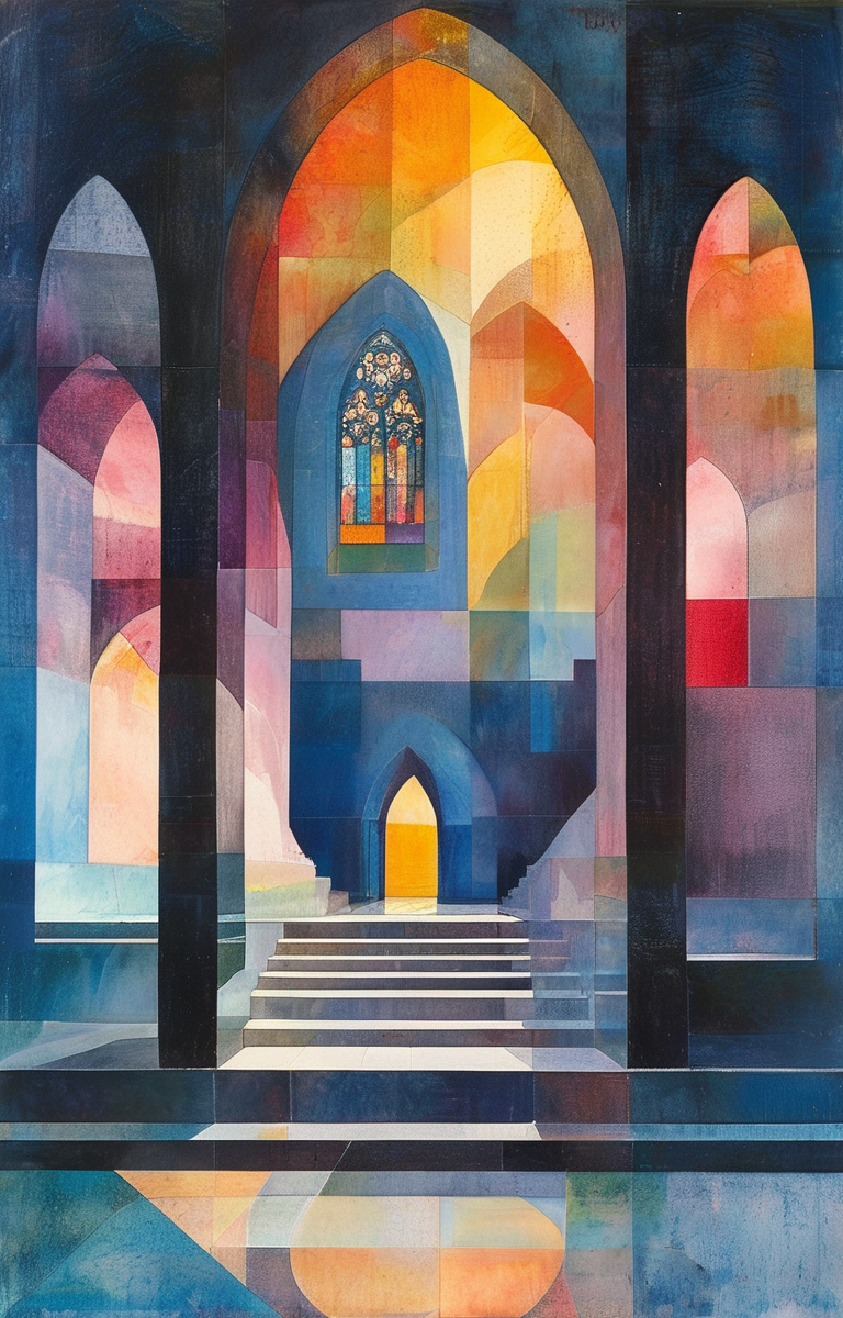 masterpiece,best quality,<lora:tbh308-sdxl:0.9>,illustration,designed by Steven Holl, Gothic revival cathedral with intricate spires and stained glass windows, bathed in moonlight
