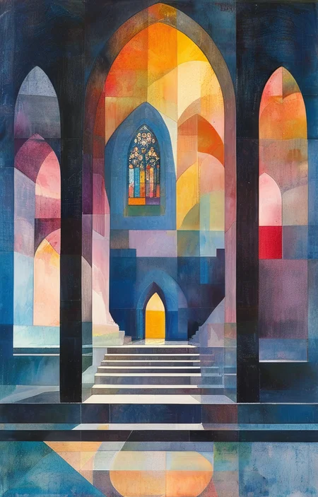 masterpiece,best quality,<lora:tbh308-sdxl:0.9>,illustration,designed by Steven Holl, Gothic revival cathedral with intricate spires and stained glass windows, bathed in moonlight