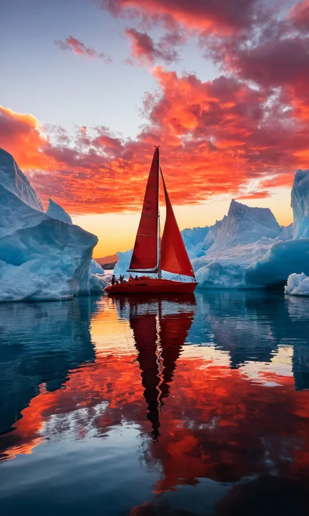 score_9, score_8_up, score_7_up, photo (medium) ,
(realistic:1.2),
realistic, photo, aesthetic erotic photography,
sailboat, glacier, iceberg, water, reflections, transparency, vivid colors, baroque, vivid color, Oz: A land of enchantment, where anything is possible, David Normal, backlight, sunset, blood red,
