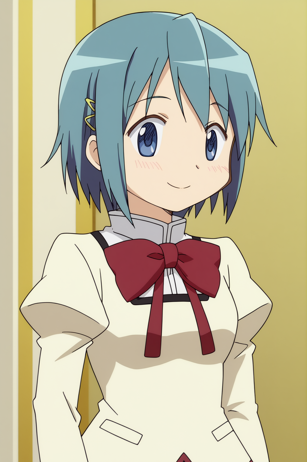 rating_safe,  anime screencap, consistent background,   Sayaka Miki, light smile, upper body  <lora:Madoka-Sayaka_Miki-PDXL:0.8>