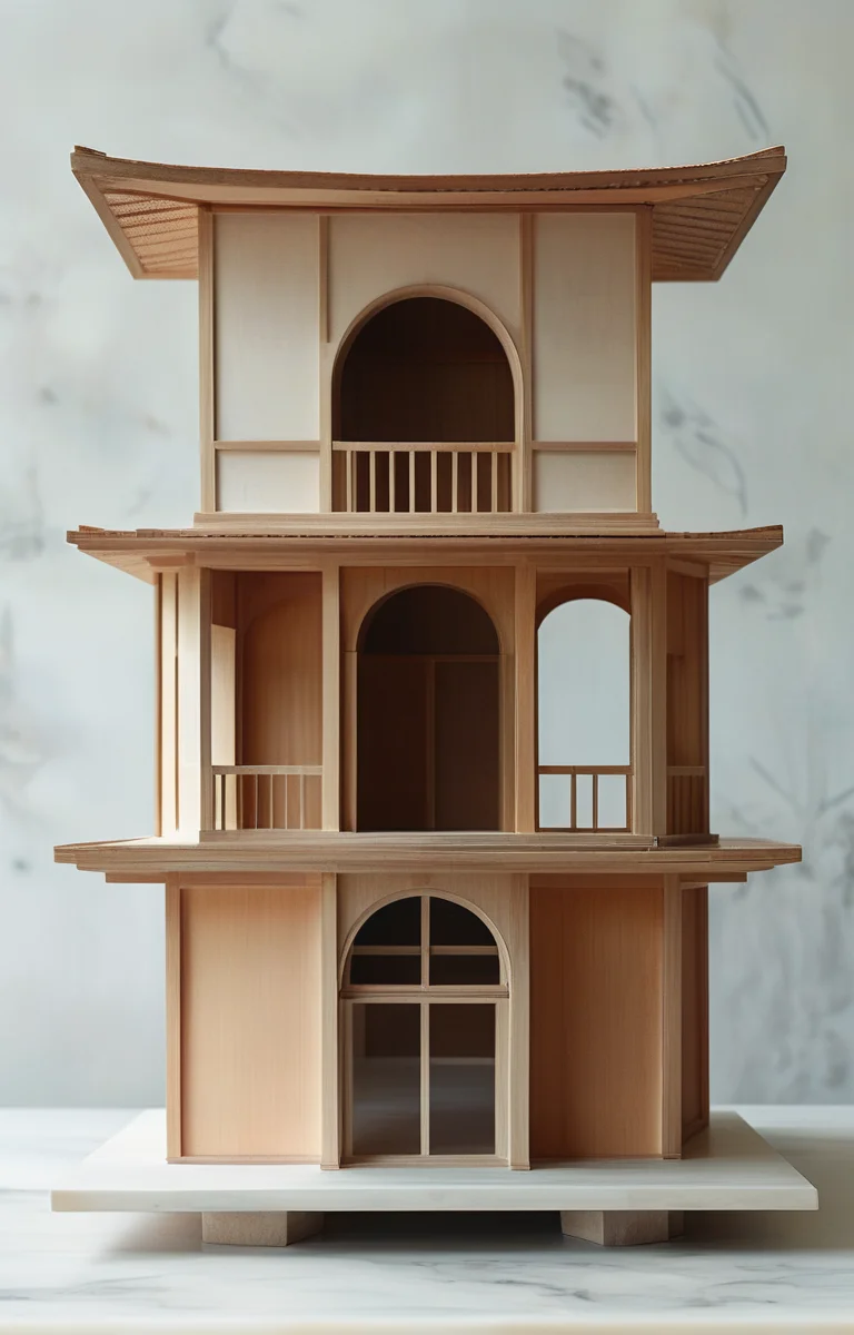 masterpiece,best quality,<lora:tbh302-sdxl:0.9>,illustration,designed by Filippo Brunelleschi Minimalist Japanese-inspired tea house by the sea, evoking the style of Tadao Ando